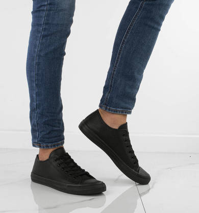 CZARNE TRAMPKI MĘSKIE NISKIE EKOSKÓRA