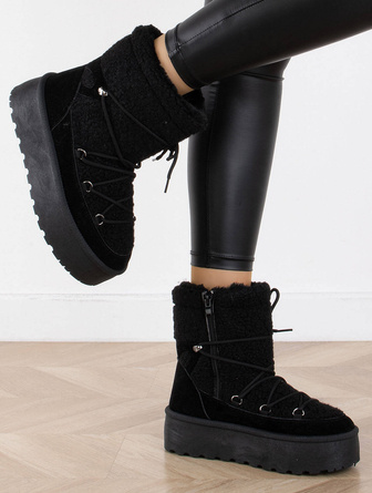 CZARNE ŚNIEGOWCE BOTKI  OCIEPLANE NA PLATFORMIE MELANIE
