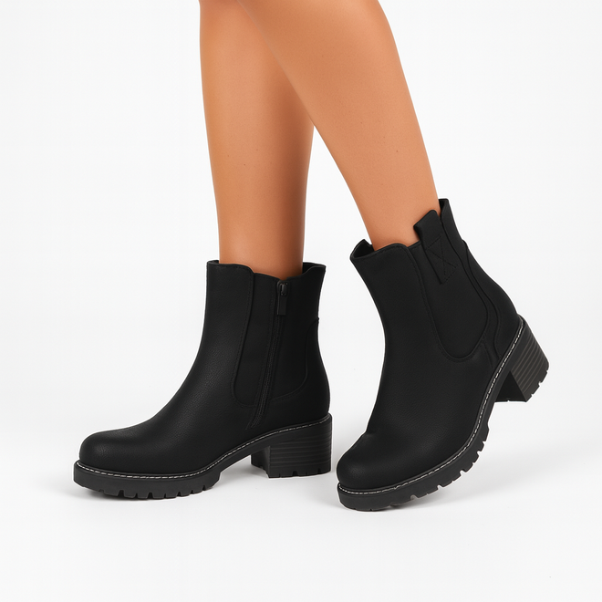 DAMSKIE CZARNE ZAMSZOWE BOTKI TRAPERY OCIEPLANE LAVENA 6