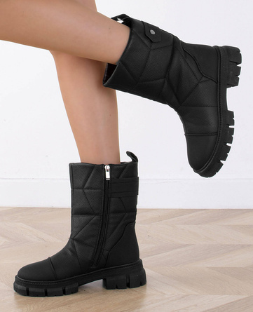 CZARNE ŚNIEGOWCE BOTKI  OCIEPLANE NA PLATFORMIE VESPER