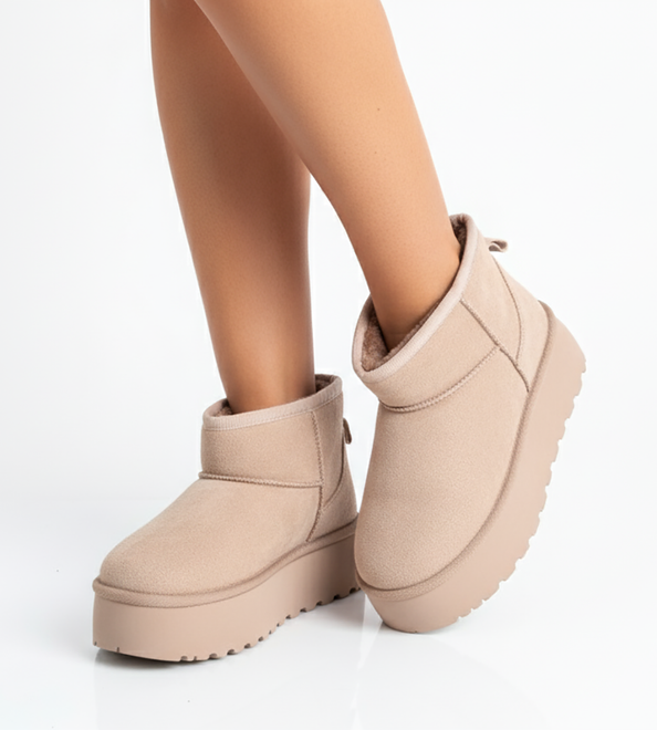 BEŻOWE OCIEPLANE ŚNIEGOWCE BOTKI NA PLATFORMIE OVIVENE 5