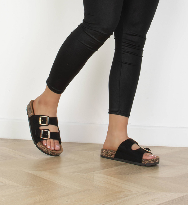 CZARNE KLAPKI Z KLAMRAMI PASKI ZAMSZOWE NOLAN 5