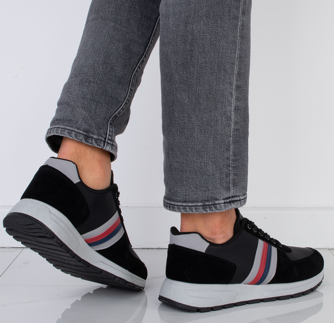 CZARNE SZNUROWANE SNEAKERSY MĘSKIE 6
