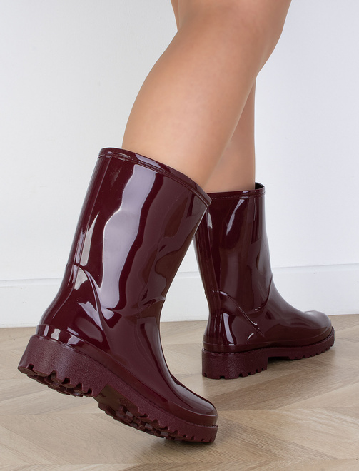 BŁYSZCZĄCE KALOSZE BOTKI SZTYBLETY BORDOWE MESSO 8
