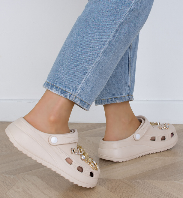 BEŻOWE KLAPKI CHODAKI NA PLATFORMIE ELZA 7