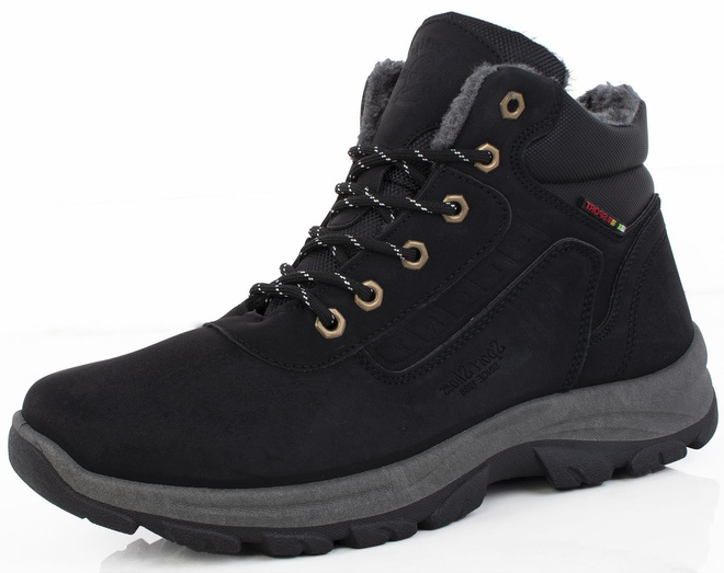 CZARNE MĘSKIE OCIEPLANE BUTY TREKKINGOWE TRAPERY 3