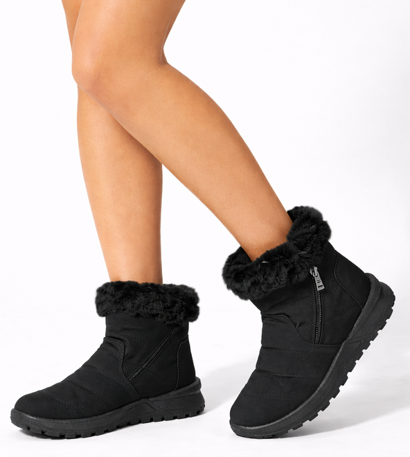 CZARNE OCIEPLANE ŚNIEGOWCE BOTKI NA PLATFORMIE EKO SKÓRA 5