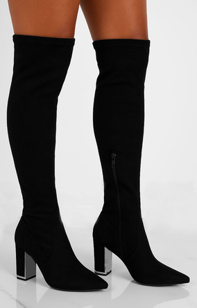 DAMSKIE CZARNE WYSOKIE KOZAKI ZAMSZOWE NA SŁUPKU ERANI