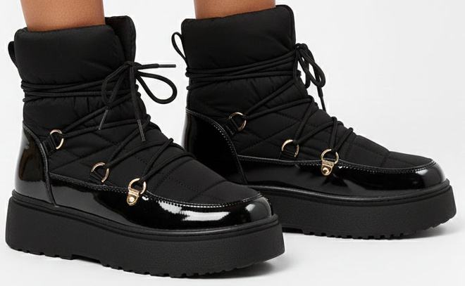 CZARNE OCIEPLANE ŚNIEGOWCE BOTKI PLATFORMA WSUWANE  2