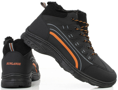 CZARNE MĘSKIE OCIEPLANE BUTY TREKKINGOWE