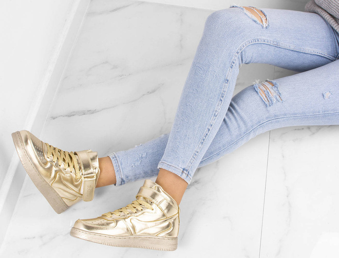 ZŁOTE WYSOKIE BUTY SPORTOWE MEGI 8