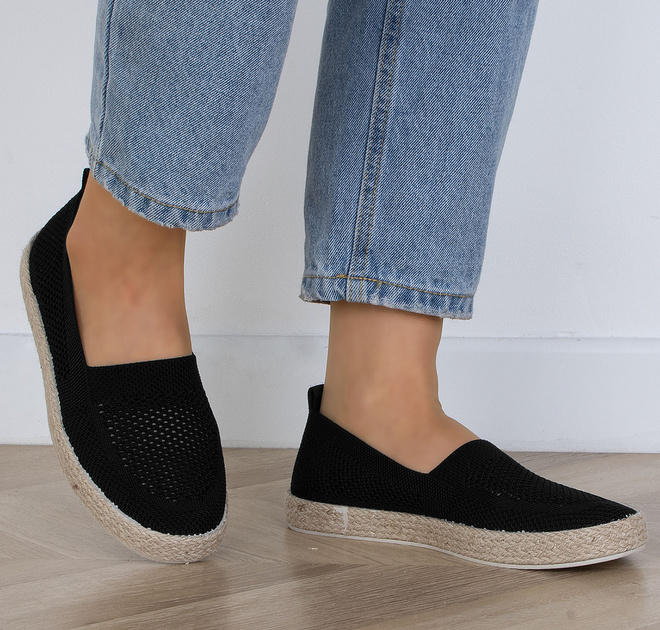 CZARNE KORONKOWE ESPADRYLE TENISÓWKI LUCJA 8