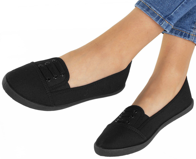 CZARNE WYKROJONE TENISÓWKI TRAMPKI  2