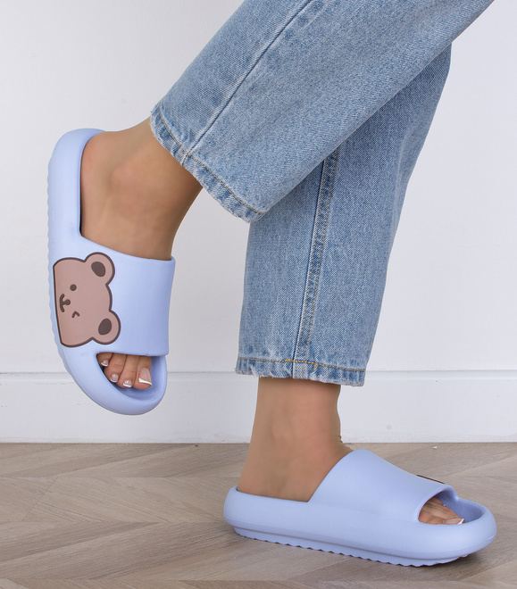 NIEBIESKIE DAMSKIE GUMOWE KLAPKI GRUBA PODESZWA LYNET