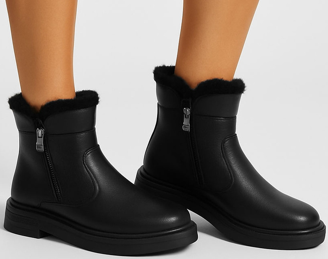 CZARNE DAMSKIE OCIEPLANE BOTKI ŚNIEGOWCE KLASYCZNE NOVIA 4