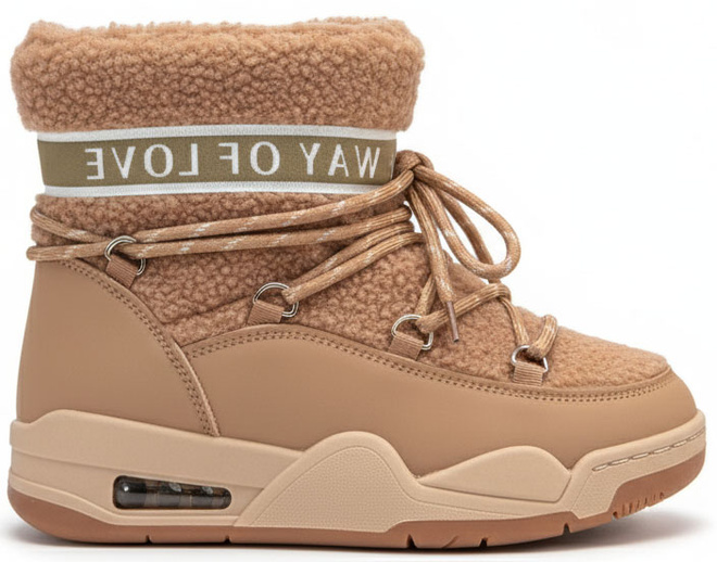 BEŻOWE OCIEPLANE ŚNIEGOWCE BOTKI PLATFORMA WSUWANE DOROMA 1