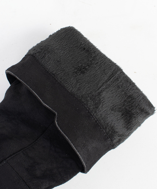 CZARNE ZAMSZOWE KOZAKI NA ZAMEK DAMSKIE SŁUPEK ZERINA 6