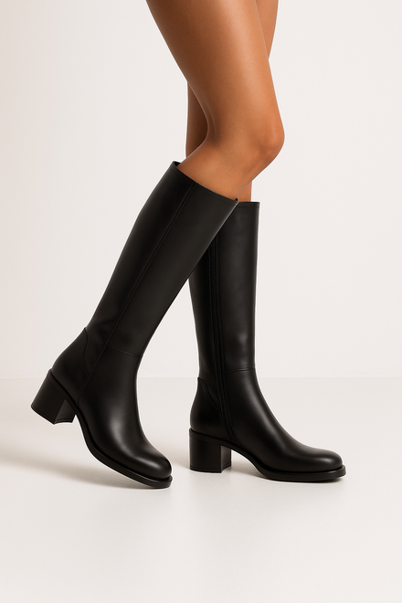 CZARNE DAMSKIE KOZAKI SKÓRZANE NA SŁUPKU OCIEPLANE OCERDIA 2