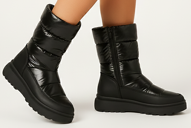 CZARNE ŚNIEGOWCE BOTKI OCIEPLANE NA PLATFORMIE 2