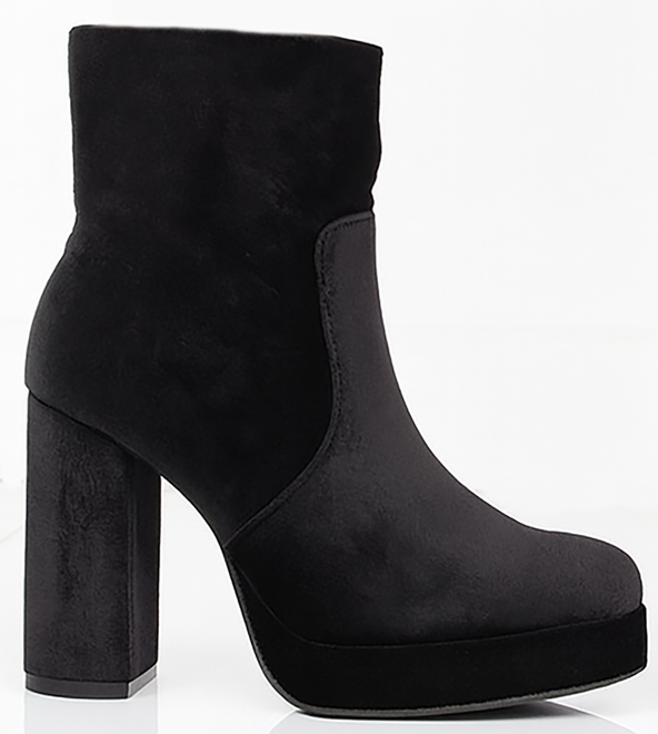 CZARNE DAMSKIE BOTKI NA SŁUPKU WELUROWE OCIEPLANE HARI 1