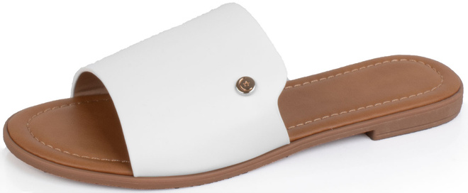 BIAŁE KLASYCZNE KLAPKI WSUWANE DAMSKIE SKÓRZANE VERICIA 3