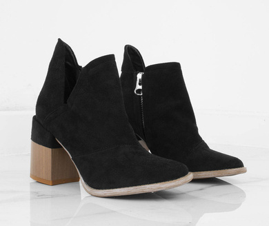 CZARNE ZAMSZOWE BOTKI KOWBOJKI NA SŁUPKU RUBEN