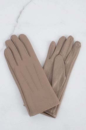 BEŻOWE RĘKAWICZKI EKOSKÓRA ZAMSZOWE DOTYKOWE