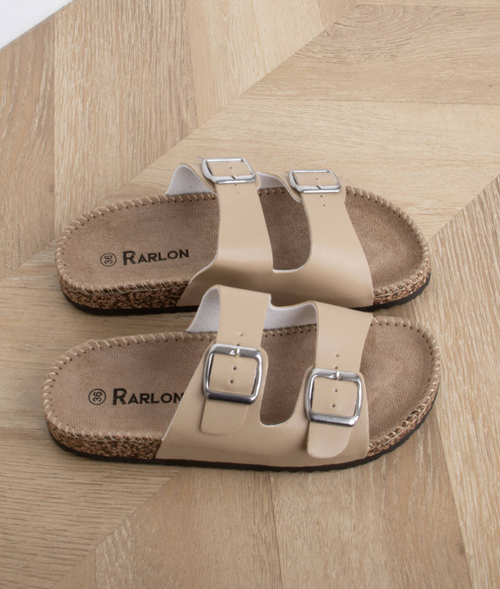 DAMSKIE BEŻOWE SKÓRZANE KLAPKI WSUWANE ELEGANCKIE LALET 10