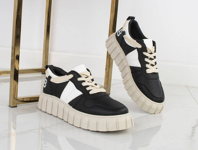 CZARNE SNEAKERSY TRAMPKI PLATFORMA JASPER