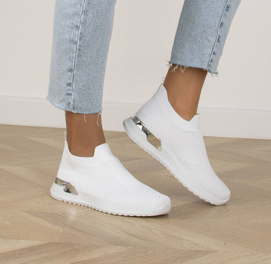 BIAŁE BUTY SPORTOWE SNEAKERSY WSUWANE LEIF