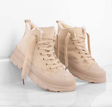 BEŻOWE WYSOKIE OCIEPLANE TRAMPKI HARIS