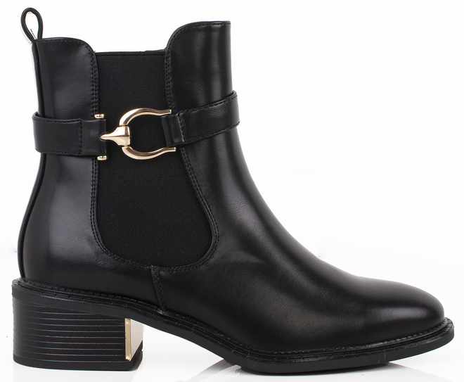 CZARNE OCIEPLANE DAMSKIE BOTKI NA NISKIM OBCASIE SKÓRZANE ZEVIRA 1