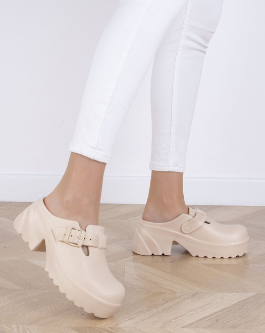 BEŻOWE KLAPKI CHODAKI NA PLATFORMIE MEDINA 7