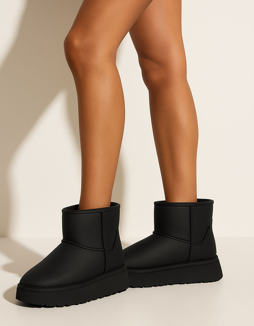 CZARNE OCIEPLANE ŚNIEGOWCE BOTKI NA PLATFORMIE EKO SKÓRA TOLI 5