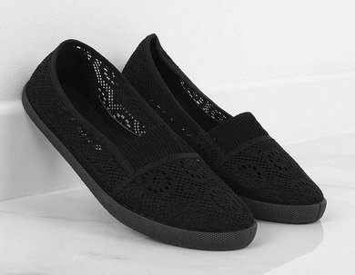 CZARNE KORONKOWE BALERINKI LILA