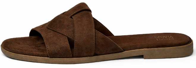 KLAPKI BRĄZOWE DAMSKIE ZAMSZOWE PASKI WSUWANE 3