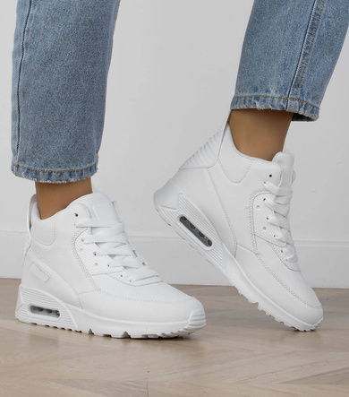 BIAŁE WYSOKIE SKÓRZANE TRAMPKI NA PLATFORMIE PIXI