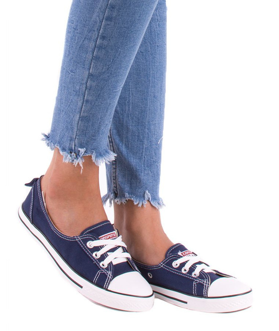 GRANATOWE NISKIE WYKROJONE TRAMPKI TENISÓWKI STARS 4