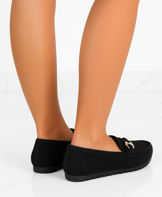 CZARNE MOKASYNY ZAMSZOWE PÓŁBUTY DAMSKIE RENNIE