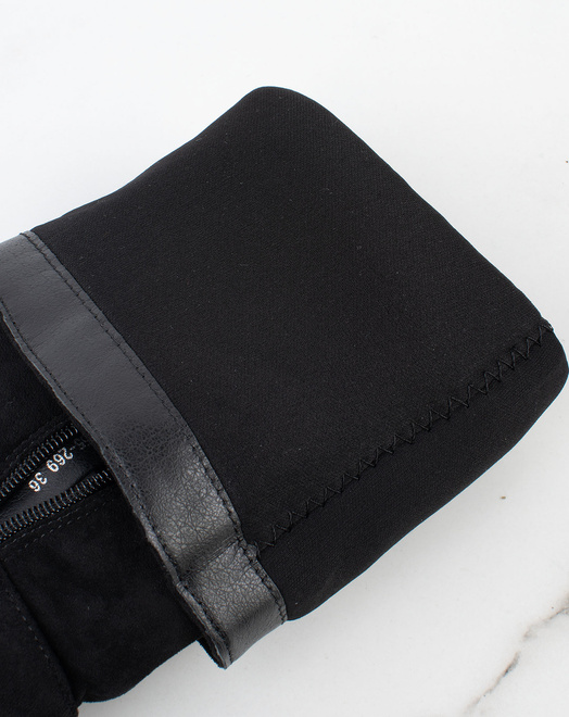 DAMSKIE CZARNE WYSOKIE KOZAKI ZAMSZOWE NA SŁUPKU LORINESS 5