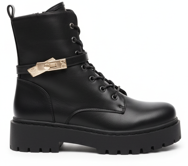 CZARNE BOTKI  DAMSKIE OCIEPLANE TRAPERY NA PLATFORMIE ESTERI 1