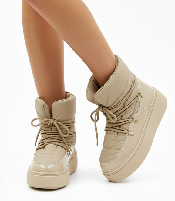 BEŻOWE OCIEPLANE ŚNIEGOWCE BOTKI PLATFORMA WSUWANE VINCEZA 5