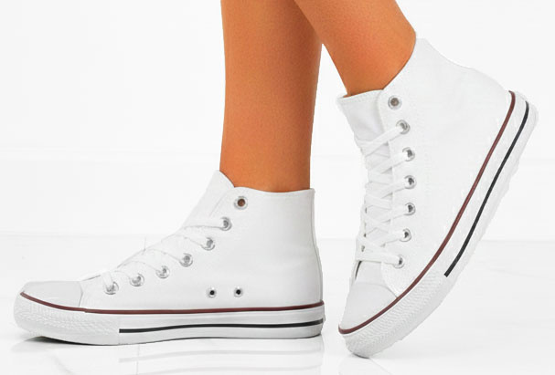 TRAMPKI BIAŁE WYSOKIE TENISÓWKI KLASYCZNE SZNUROWANE 4