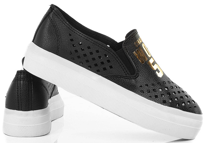 CZARNE TRAMPKI TENISÓWKI AŻUROWE SLIP ON  3