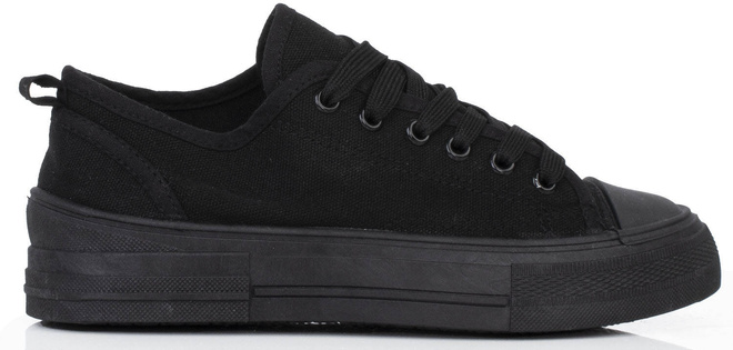 CZARNE DAMSKIE SNEAKERSY TRAMPKI SZNUROWANE AMINA 2