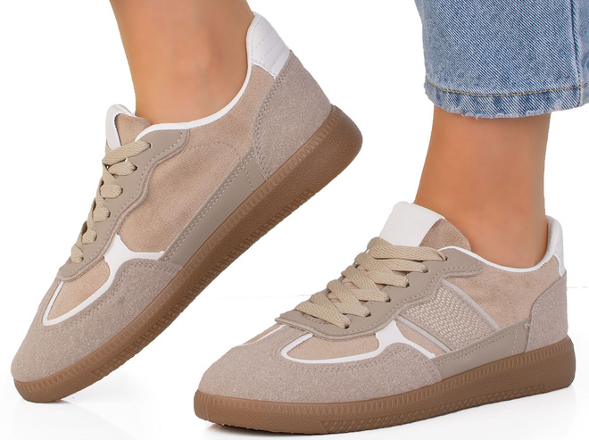 DAMSKIE BEŻOWE SNEAKERSY TRAMPKI REJA 4