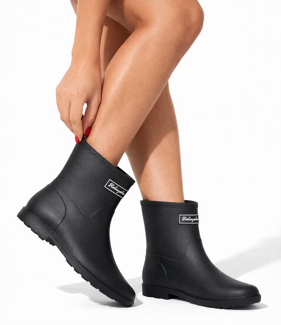 CZARNE WYSOKIE MATOWE KALOSZE OCIEPLANE BOTKI WSUWANE 6