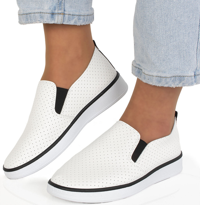 BIAŁE TENISÓWKI PLATFORMA AŻUROWE SLIP ON WSUWANE NEKOS 4