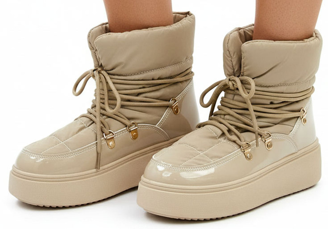 BEŻOWE OCIEPLANE ŚNIEGOWCE BOTKI PLATFORMA WSUWANE VINCEZA 4