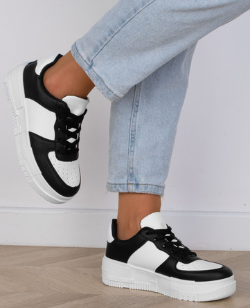 CZARNE SNEAKERSY TRAMPKI KLASYCZNE NA PLATFORMIE KIRE